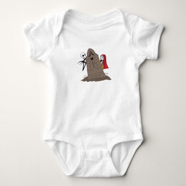 Nightmare Before Christmas Jack, Sally & tombstone Baby Bodysuit (Front)