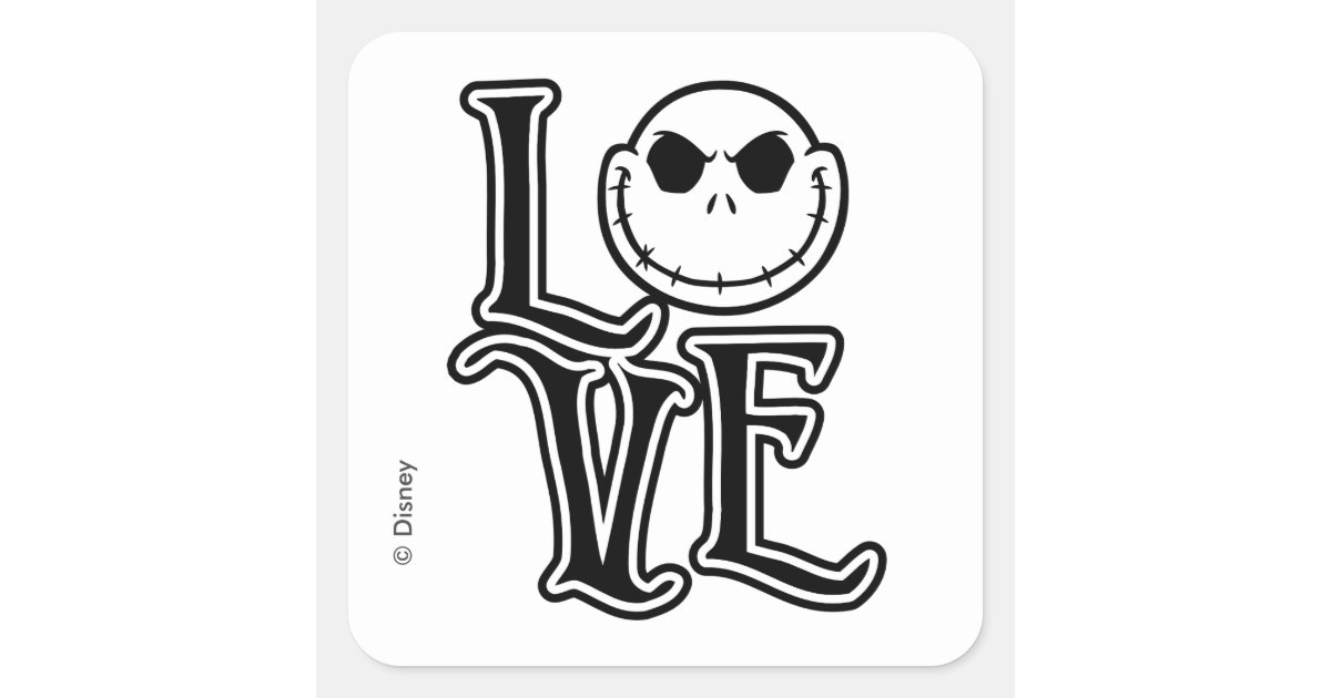 Nightmare Before Christmas Love Square Sticker Zazzle Com