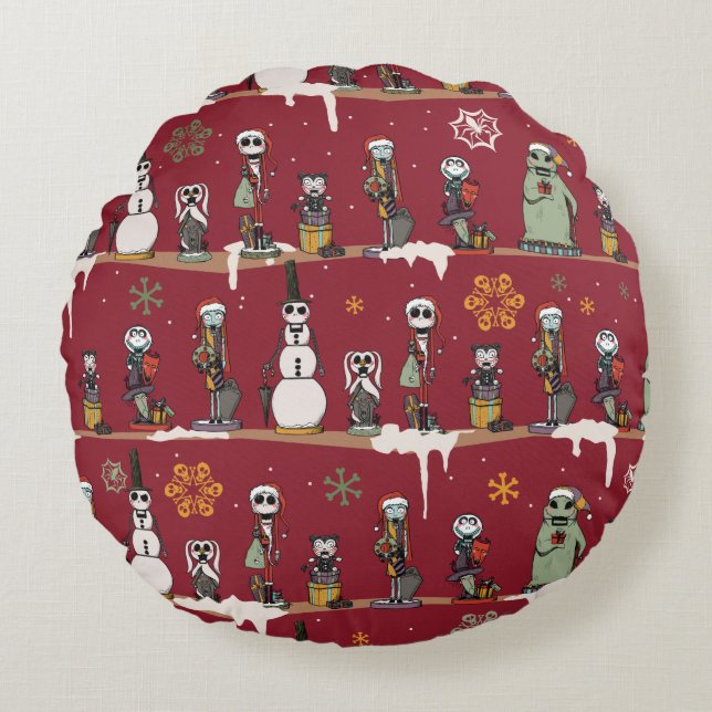 Nightmare Before Christmas Nutcracker Pattern Round Pillow (Front)