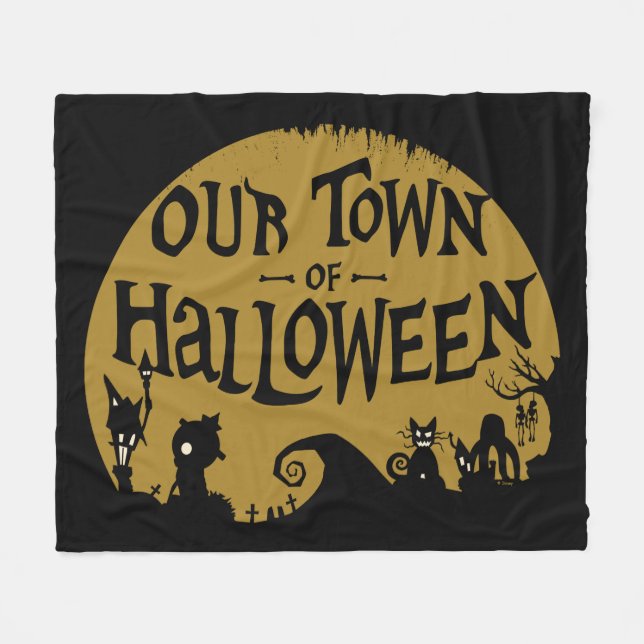 Nightmare Before Christmas | Our Town Of Halloween Fleece Blanket (Front (Horizontal))