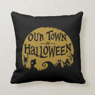 Nightmare Before Christmas Our Town Of Halloween Throw Pillow