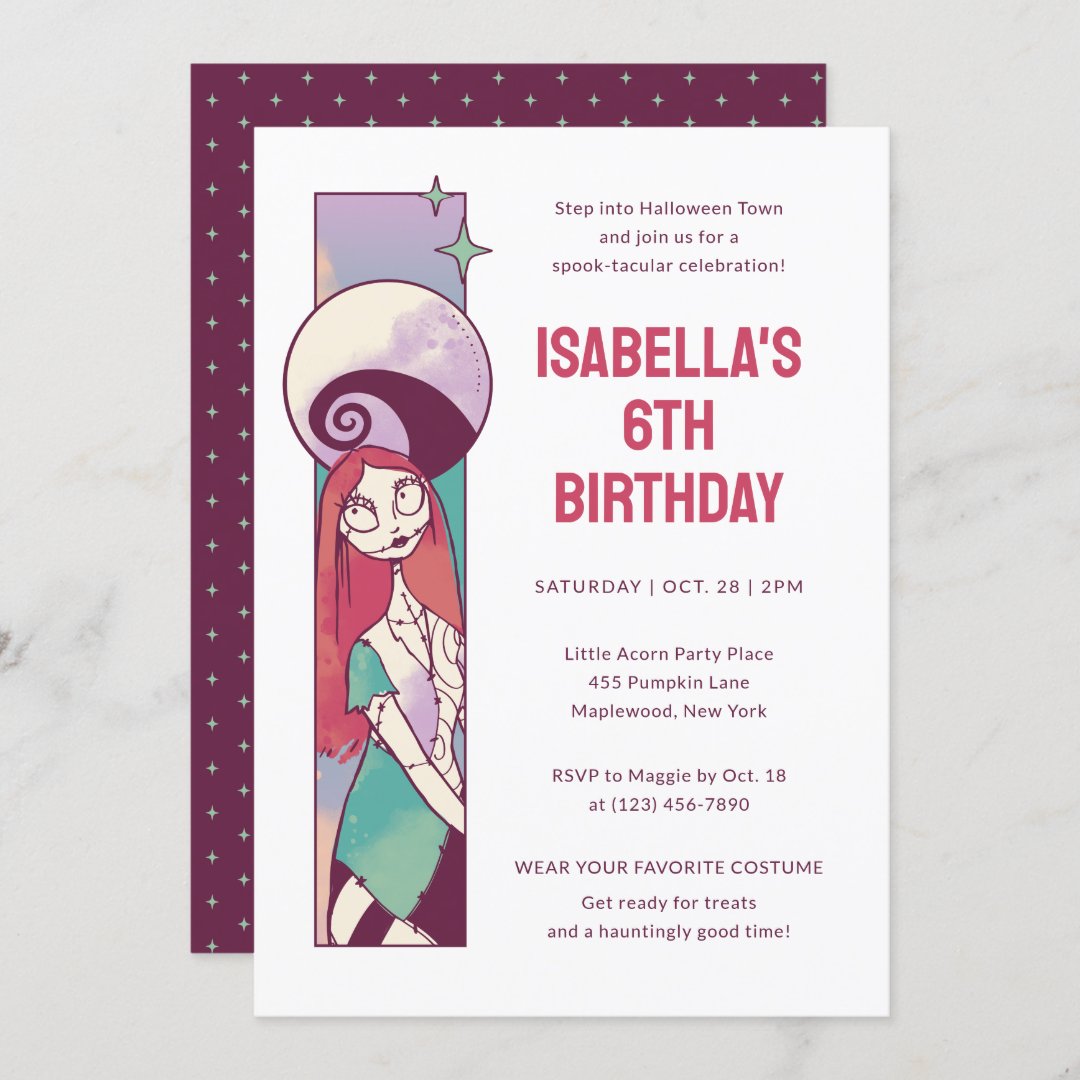 Nightmare Before Christmas Sally Birthday Invitation (Front/Back)