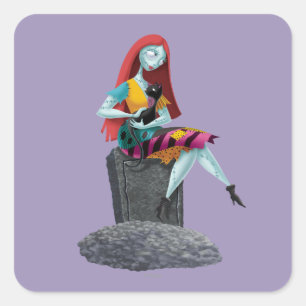 Nightmare Before Christmas Sally & Cat Sitting Square Sticker