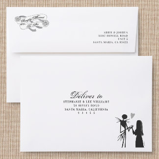Nightmare Before Christmas Silhouette Wedding Addressed Envelopes
