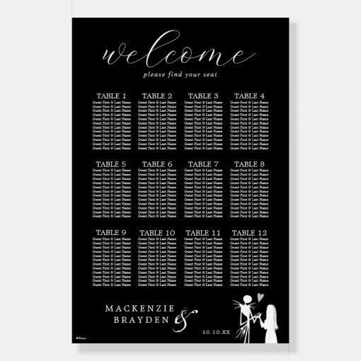 nightmare-before-christmas-wedding-seating-chart-foam-board-zazzle