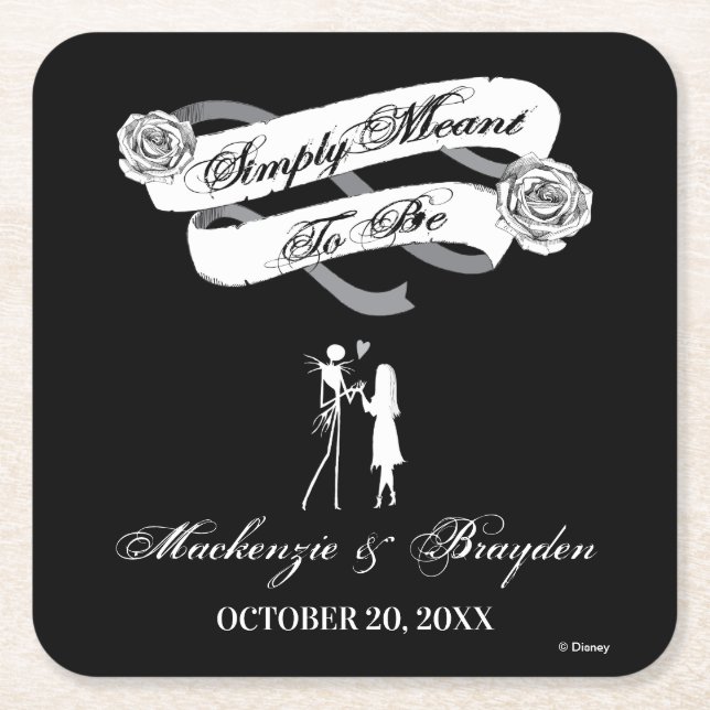 Nightmare Before Christmas - Wedding Square Paper Coaster (Front)