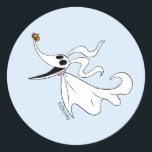 Nightmare Before Christmas | Zero Classic Round Sticker<br><div class="desc">Celebrate the ghostly charm of Disney’s Nightmare Before Christmas with this Zero classic round sticker. Featuring Jack Skellington’s loyal ghost dog, this Tim Burton-inspired design showcases Zero floating playfully against a dark, eerie backdrop, capturing the whimsical magic of Halloween Town. Perfect for scrapbooking, decorating gifts, sealing envelopes, or personalizing everyday...</div>