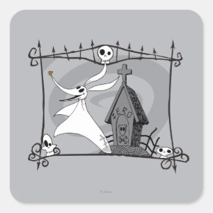 Nightmare Before Christmas Zero in Cemetery Square Sticker