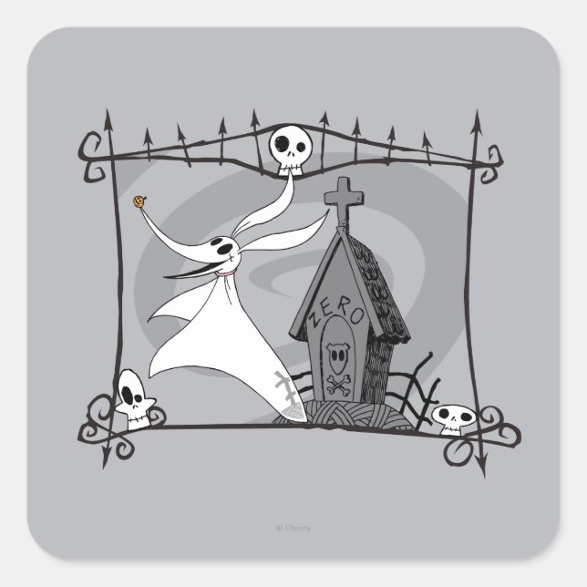 Nightmare Before Christmas | Zero in Cemetery Square Sticker (Front)