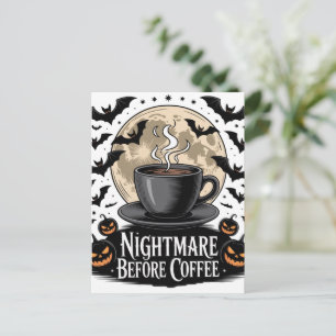 Nightmare Before Coffee Halloween Holiday Postcard