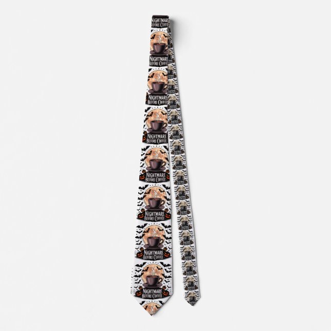 Nightmare Before Coffee Halloween Neck Tie (Front)