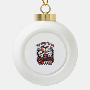 Nightmare Before Coffee Halloween Skull Mug Ghost Ceramic Ball Christmas Ornament