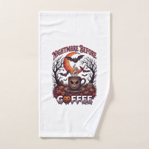 Nightmare Before Coffee Halloween Skull Mug Ghost Hand Towel