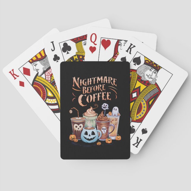 Nightmare Before Coffee Pumpkin Spice Halloween Poker Cards (Back)