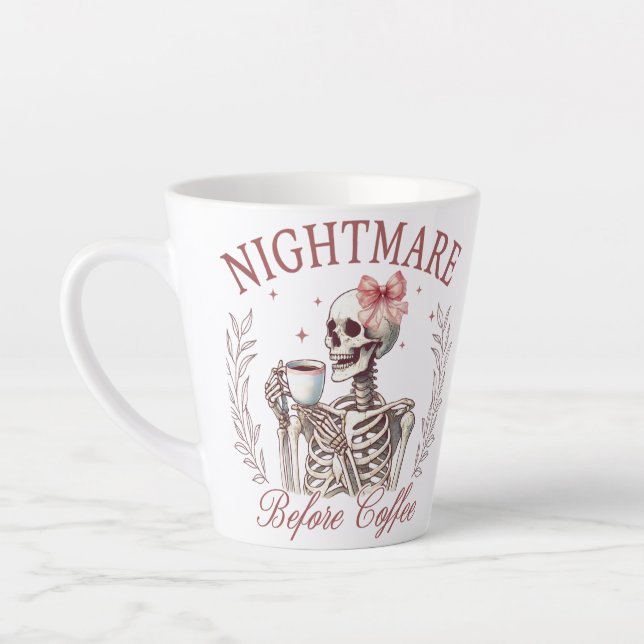 Nightmare Before Coffee Skeleton Mug – Funny Coffe (Left)