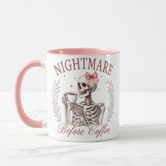 Nightmare Before Coffee Skeleton Mug – Funny Coffe (Left)