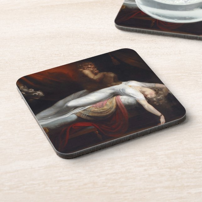 Nightmare by Henry Fuseli Gothic Macabre Dark Art Beverage Coaster (Left Side)