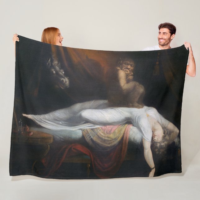 Nightmare by Henry Fuseli Gothic Macabre Dark Art Fleece Blanket (In Situ)