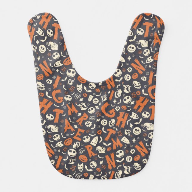 Nightmare Character Toss Pattern Baby Bib (Front)