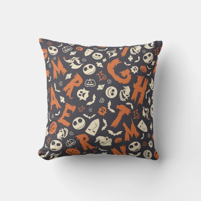 Nightmare Character Toss Pattern Throw Pillow (Front)
