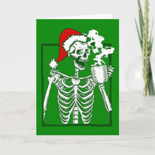 nightmare christmas skeleton drinking coffee skull invitation