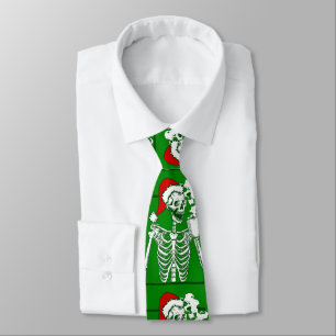 nightmare christmas skeleton drinking coffee skull neck tie