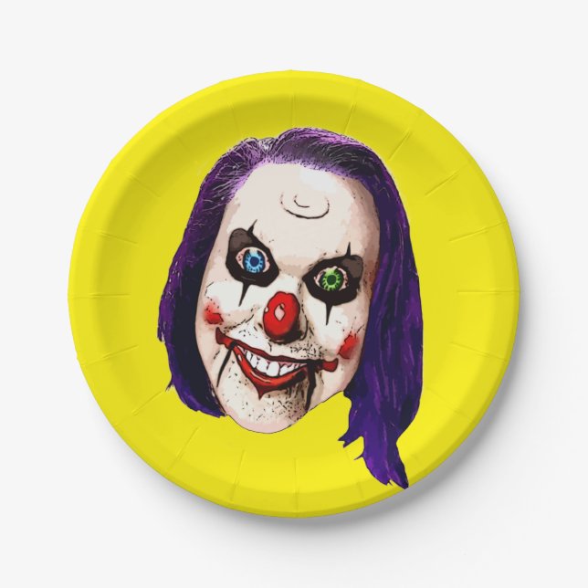 Nightmare Clown Self Portrait Paper Plates (Front)