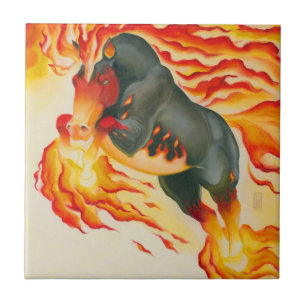 Nightmare Fire Horse Ceramic Tile