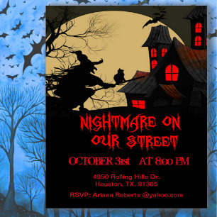 Nightmare On Your Street Scary Halloween Party Invitation