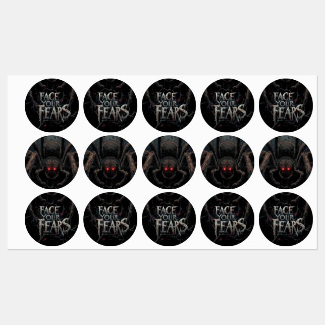 Nightmare Spider – Dark Horror Illustration Labels (Sheet)