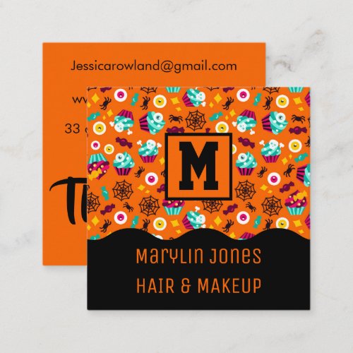 NIGHTMARE TRICK OR TREAT HALLOWEEN SQUARE BUSINESS CARD