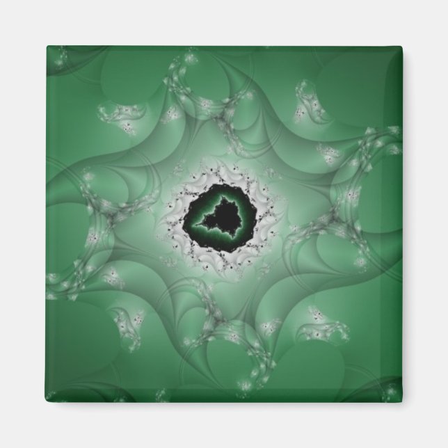 Nightmares | Green and White Fractal Art Magnet (Front)