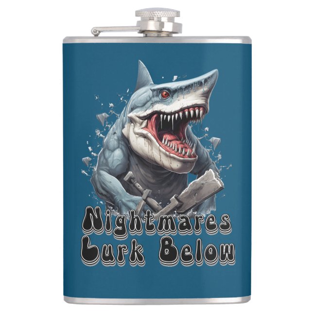 Nightmares Lurk Below gift idea Flask (Front)