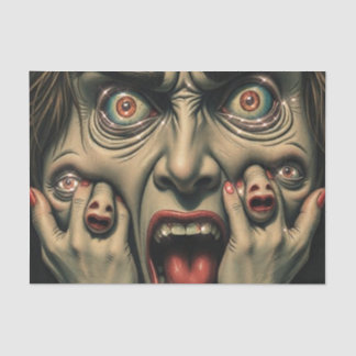 Nightmarish surreal faces tissue paper