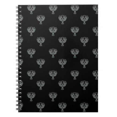 Nightowl Lineart Pattern Black Notebook