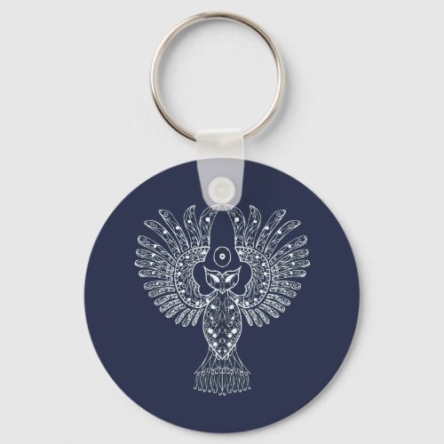 Nightowl White on Blue Keychain