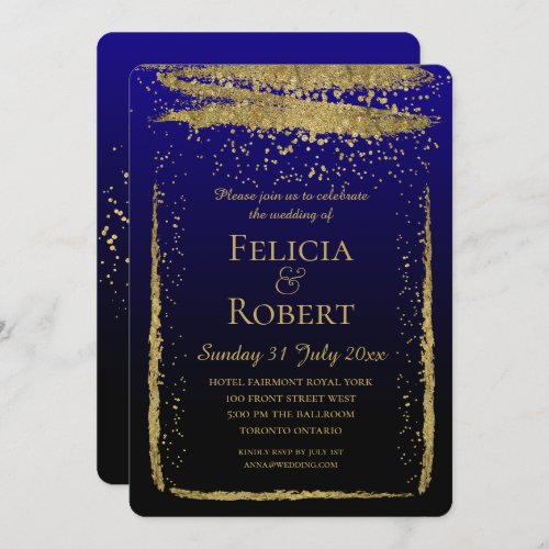 Nights In Gold Dust Evening Sky Wedding Invitation