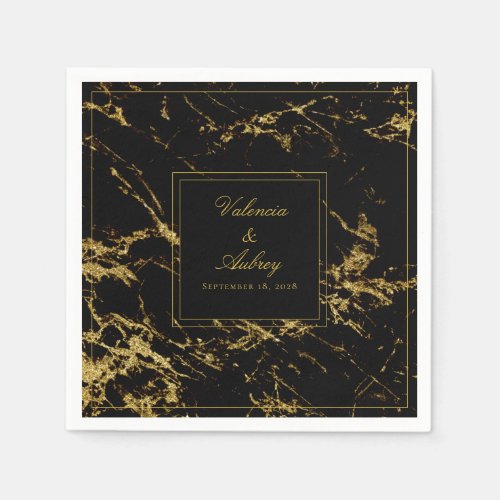 Nights In Granite  Gold Wedding 5 Inch Cocktail Napkins