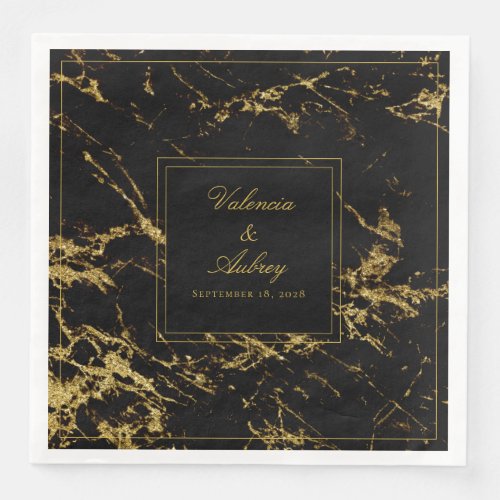 Nights In Granite  Gold Wedding 8 Inch Paper Dinner Napkins