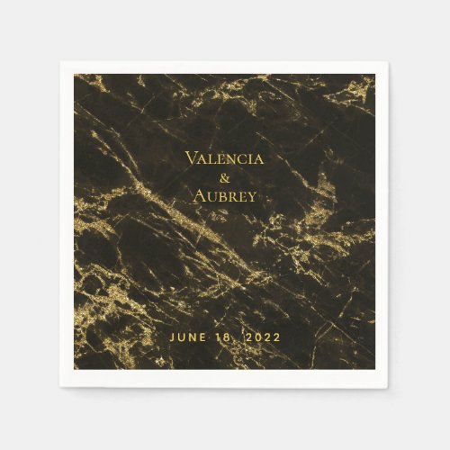 Nights In Granite  Gold Wedding Cocktail Napkins