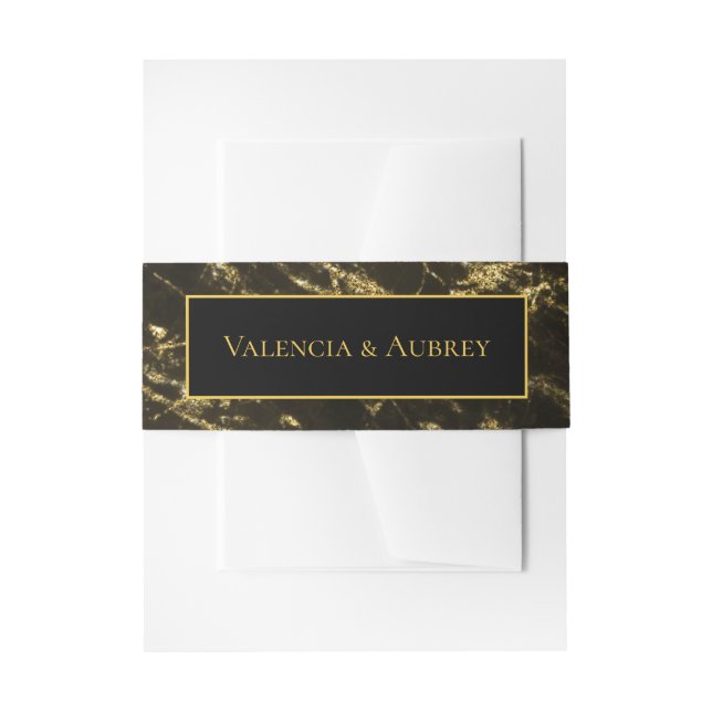Nights In Granite & Gold Wedding Invitation Suite Belly Band (Front Example)