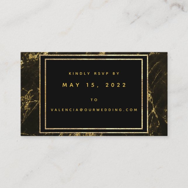 Nights In Granite & Gold Wedding Online RSVP Card (Front)
