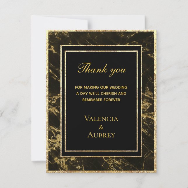 Nights In Granite & Gold Wedding Thank You Card (Front)