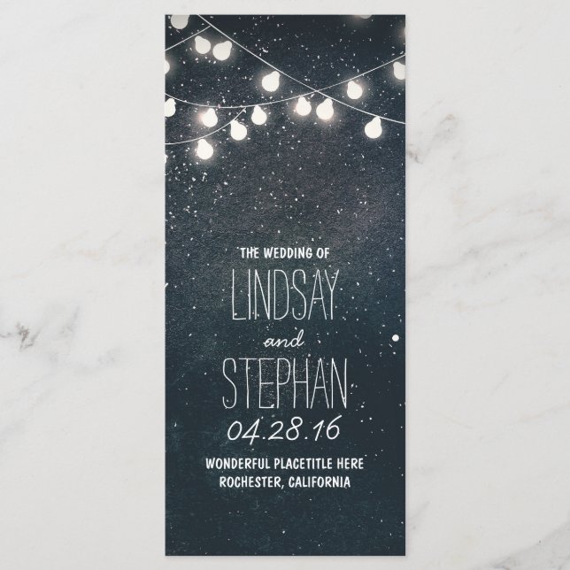Nights Stars and String Lights Wedding Programs (Front)