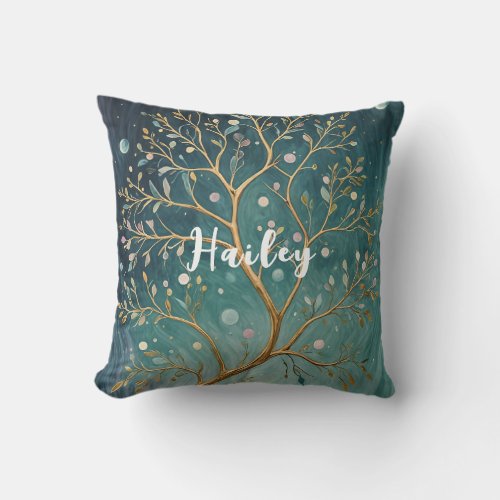 Nights Whimsical Branch Throw Pillow