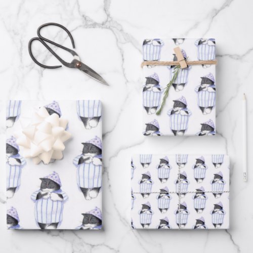 NIGHTSHIRT CAT Flat Sheet Wrapping Paper 