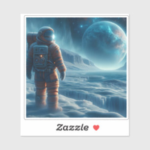 Nighttime Alien Ice Landscape Exploration Sticker