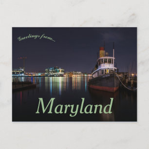 Nighttime at Baltimore Harbor Maryland USA Postcard
