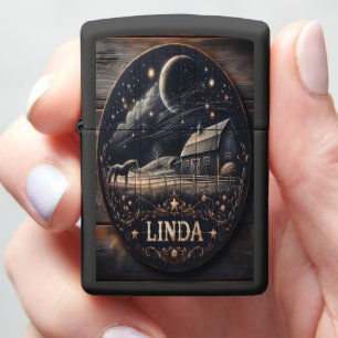 Nighttime Barn Scene With Horse Zippo Lighter