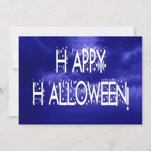 Nighttime Blue Happy Halloween Text Invitation